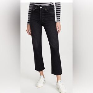 Re/done High Rise Stove Pipe Black Jeans Size 24